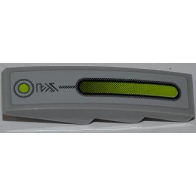 light bluish gray slope curved 4 x 1 with lime light bar and dot and alien characters pattern sticker - set 7067