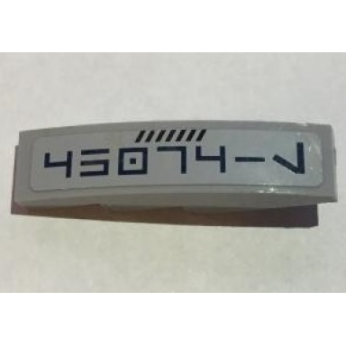 light bluish gray slope curved 4 x 1 with dark blue aurebesh characters 45074-l pattern model left side sticker - set 75046