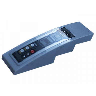 light bluish gray slope curved 4 x 1 with buttons shift lever and control panel pattern sticker - set 76899