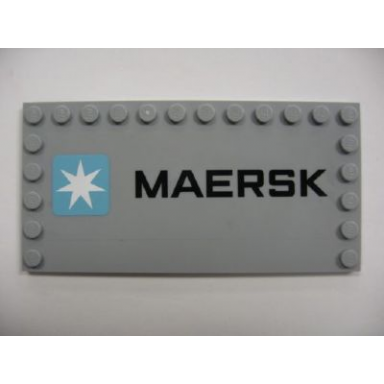 light bluish gray tile modified 6 x 12 with studs on edges with maersk and maersk logo pattern sticker - set 10219