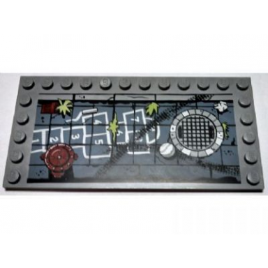 light bluish gray tile modified 6 x 12 with studs on edges with hopscotch grid and manhole cover pattern
