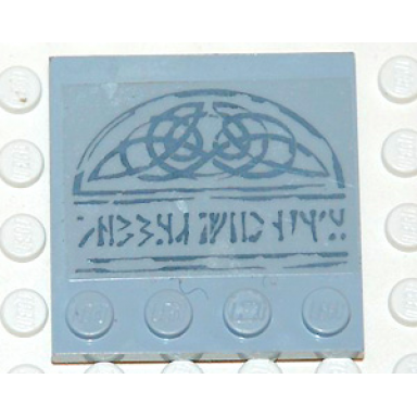 light bluish gray tile modified 4 x 4 with studs on edge with runes and celtic knots pattern sticker - set 4766