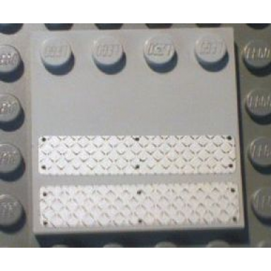light bluish gray tile modified 4 x 4 with studs on edge with black rivets on silver tread plates pattern stickers - set 7945