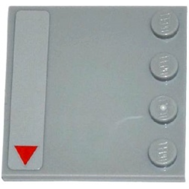 light bluish gray tile modified 4 x 4 with studs on edge with small red triangle pattern model left side sticker - set 75082