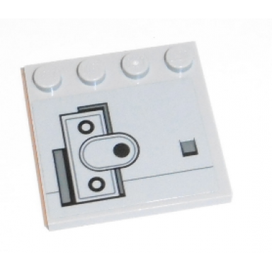 light bluish gray tile modified 4 x 4 with studs on edge with oval and rectangular hatch with 3 black buttons pattern sticker - set 75140
