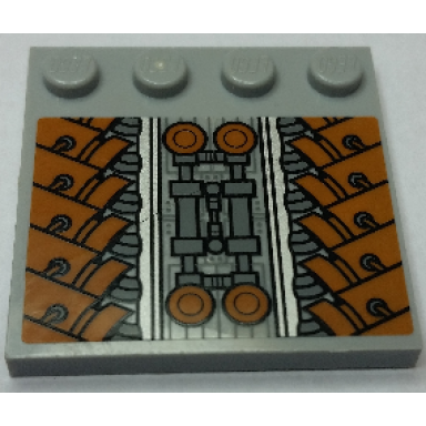 light bluish gray tile modified 4 x 4 with studs on edge with sw sith infiltrator mechanical pattern sticker - set 7961