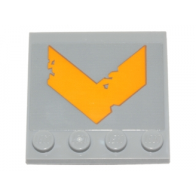 light bluish gray tile modified 4 x 4 with studs on edge with yellow worn chevron pattern sticker - set 75171