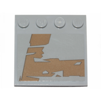 light bluish gray tile modified 4 x 4 with studs on edge with dark tan tattered stripes pattern model left side sticker - set 75292