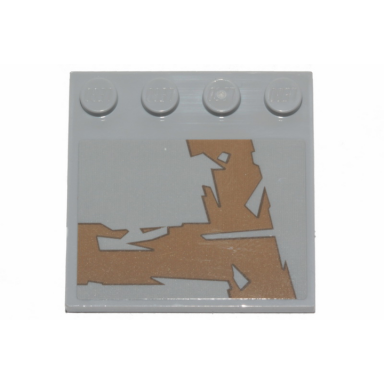 light bluish gray tile modified 4 x 4 with studs on edge with dark tan tattered stripes pattern model right side sticker - set 75292