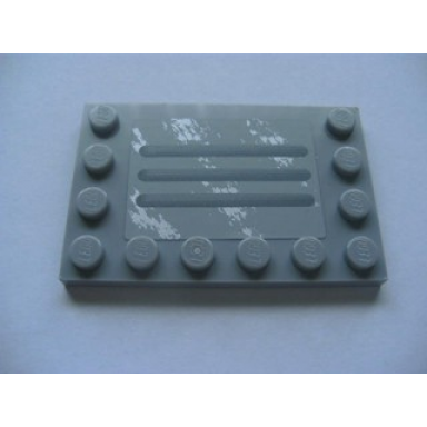 light bluish gray tile modified 4 x 6 with studs on edges with steel plate with scratches type c pattern sticker - set 8273