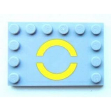 light bluish gray tile modified 4 x 6 with studs on edges with yellow sw semicircles pattern sticker - set 8098
