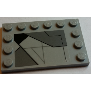 light bluish gray tile modified 4 x 6 with studs on edges with sw sith infiltrator panel pattern model left side sticker - set 7961