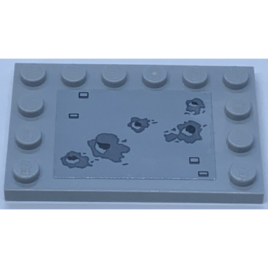 light bluish gray tile modified 4 x 6 with studs on edges with blaster marks pattern sticker - set 75192