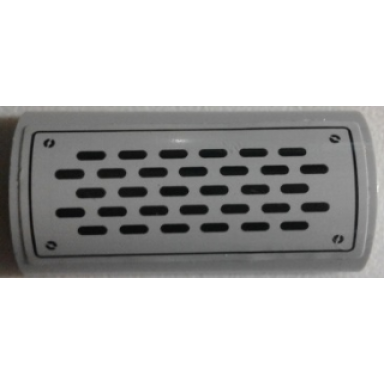 light bluish gray slope curved 2 x 4 double with groove with panel with black vents and 4 screws pattern sticker - set 60122