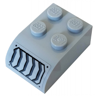 light bluish gray slope curved 3 x 2 with 4 studs with vents and rivets pattern model right side sticker - set 76160