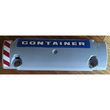 light bluish gray technic panel curved 11 x 3 with red and white danger stripes and container pattern stickers - set 8052