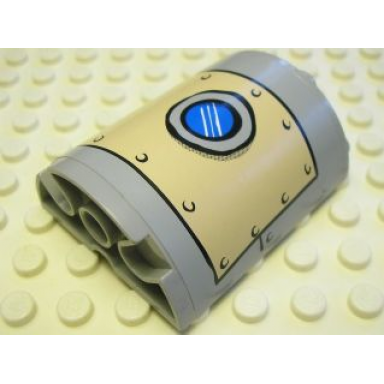 light bluish gray cylinder half 2 x 4 x 4 with patched metal plate and porthole on tan background pattern sticker - set 3832