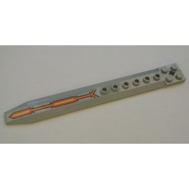 light bluish gray plate modified 2 x 16 with angled side extensions and axle hole rotor blade with orange and yellow stripe pattern sticker - set 70327