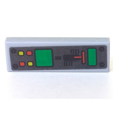 light bluish gray tile 1 x 3 with mph 345 gear 8 gear stick and buttons pattern sticker - set 7050