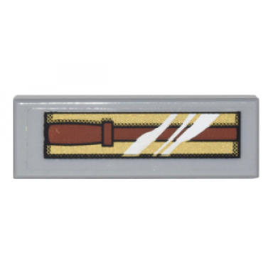 light bluish gray tile 1 x 3 with brown wand in packaging on gold background pattern sticker - set 4841