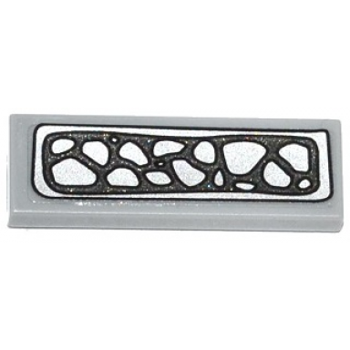 light bluish gray tile 1 x 3 with silver crocodile scales pattern sticker - set 70126