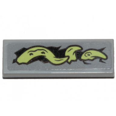 light bluish gray tile 1 x 3 with yellowish green tentacle pattern model left side sticker - set 70433