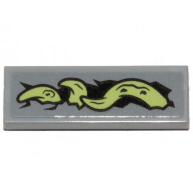 light bluish gray tile 1 x 3 with yellowish green tentacle pattern model right side sticker - set 70433