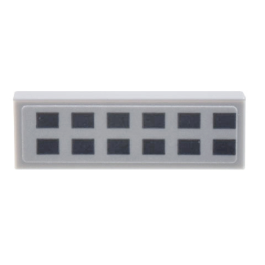 light bluish gray tile 1 x 3 with grid of 12 black rectangles pattern sticker - set 10299