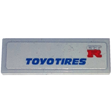 light bluish gray tile 1 x 3 with blue toyotires and red and silver gtr pattern sticker - set 76917