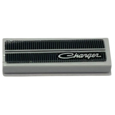 light bluish gray tile 1 x 3 with black vehicle grille and charger pattern sticker - set 76912