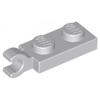 light bluish gray plate modified 1 x 2 with clip on end horizontal grip