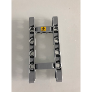 light bluish gray technic liftarm modified frame thick 5 x 11 open center with warning sign pattern sticker - set 42097