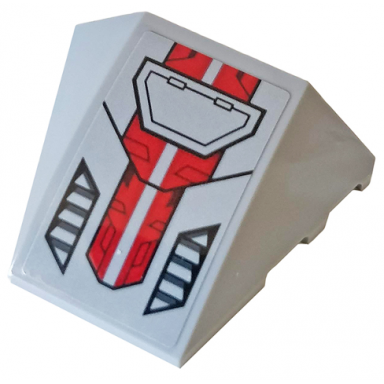 light bluish gray wedge 4 x 3 triple curved no studs with black vents and red panel pattern sticker - set 76098