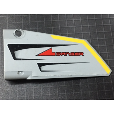 light bluish gray technic panel fairing 17 large smooth side a with red danger black vents and yellow stripe on edge pattern sticker - set 7160