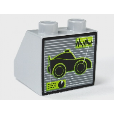 light bluish gray duplo brick 2 x 2 x 1 1 2 slope 45 with car diagnostics pattern