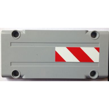 light bluish gray technic panel plate 5 x 11 x 1 with red and white danger stripes pattern model left side sticker - set 8110