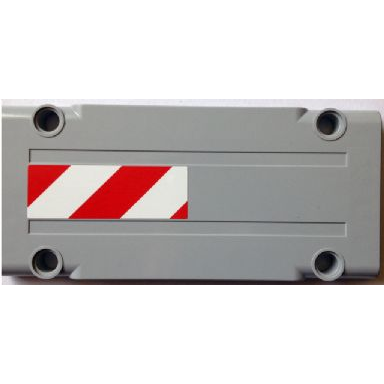 light bluish gray technic panel plate 5 x 11 x 1 with red and white danger stripes pattern model right side sticker - set 8110