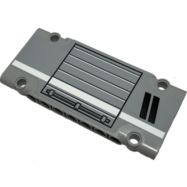 light bluish gray technic panel plate 5 x 11 x 1 with handle on toolbox door white stripe and black honeycomb grids pattern model right side sticker - set 42068