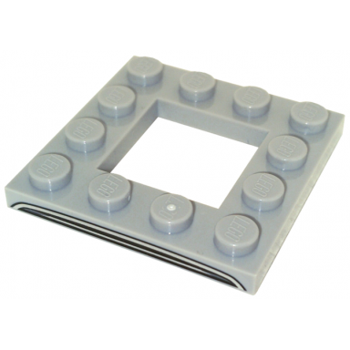 light bluish gray plate modified 4 x 4 with 2 x 2 open center with black and silver aston martin db5 grille pattern