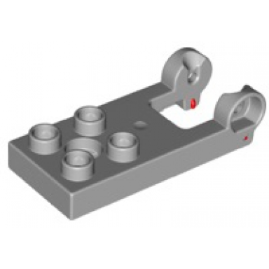light bluish gray duplo plate 2 x 3 with 4 studs and hinge with red gaskets