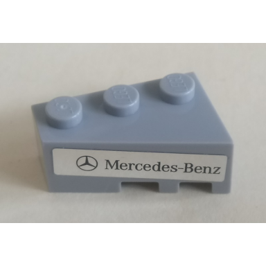 light bluish gray wedge 3 x 2 left with mercedes-benz logo and mercedes-benz on silver mirrored background pattern sticker - set 75911
