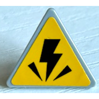 light bluish gray road sign 2 x 2 triangle with open o clip with electricity danger sign on yellow background pattern sticker - set 75941