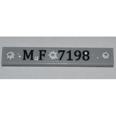 light bluish gray tile 1 x 6 with mf 7198 and bullet holes pattern sticker - set 7198