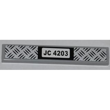 light bluish gray tile 1 x 6 with tread plate and jc 4203 pattern sticker - set 4203