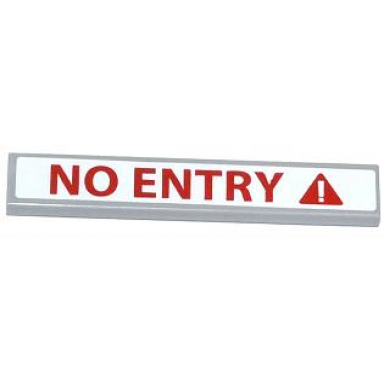 light bluish gray tile 1 x 6 with no entry and exclamation mark in red triangle pattern sticker - set 70808