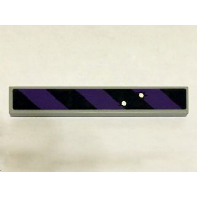 light bluish gray tile 1 x 6 with black and dark purple danger stripes and 2 bullet holes pattern sticker - set 6864