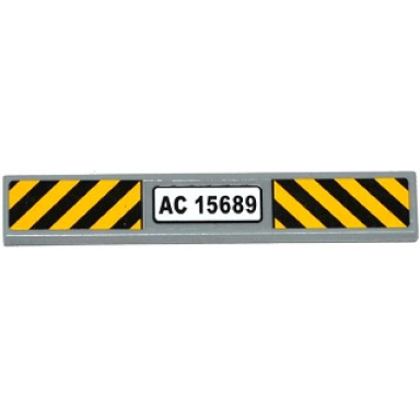 light bluish gray tile 1 x 6 with ac 15689 and black and yellow danger stripes pattern sticker - set 76032