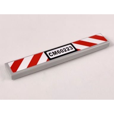 light bluish gray tile 1 x 6 with cm60223 and red and white danger stripes pattern sticker - set 60220