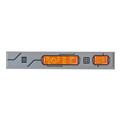 light bluish gray tile 1 x 6 with orange control panel black vents and lines pattern sticker - set 76107