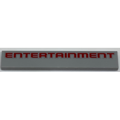 light bluish gray tile 1 x 6 with red entertainment pattern
